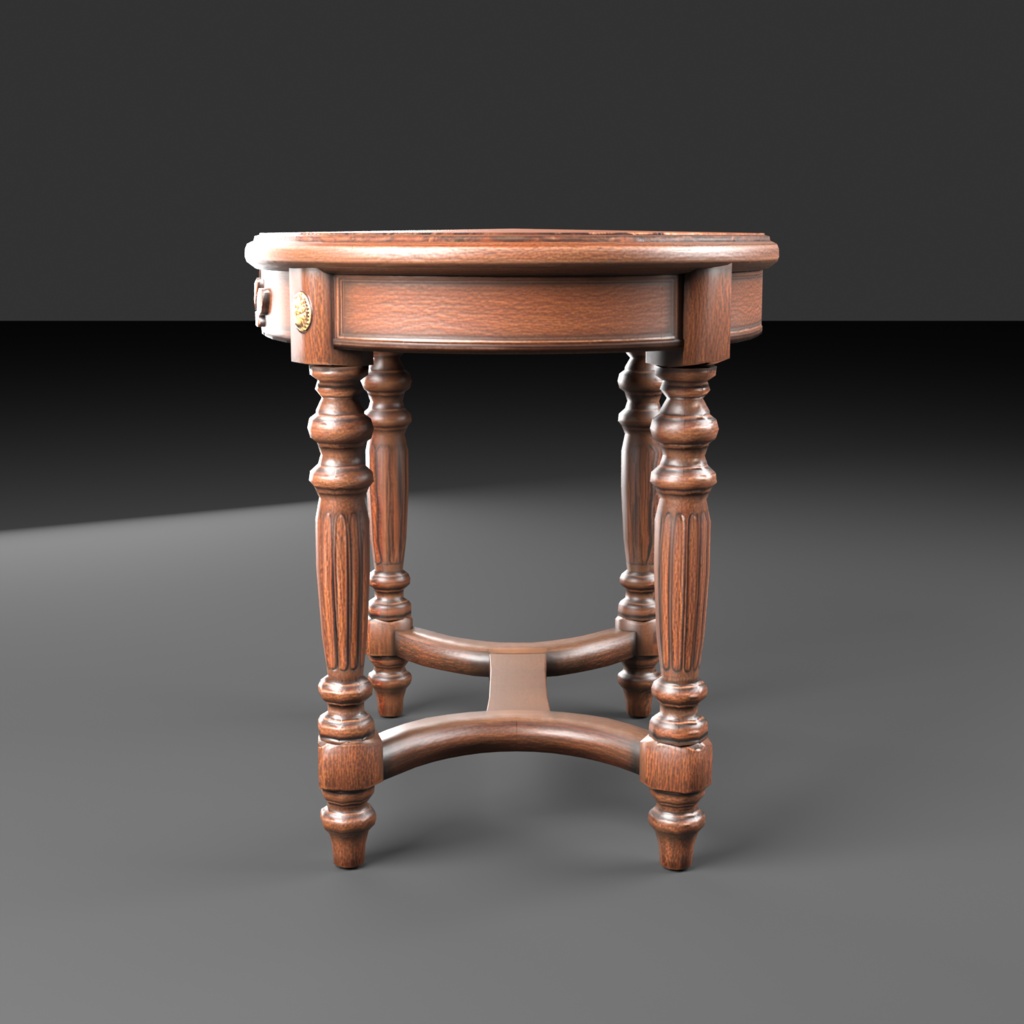【Victorian Collection No.005】ヴィクトリア調 楕円テーブル / 3Dモデル(VRChat・Unity・Blender対応)