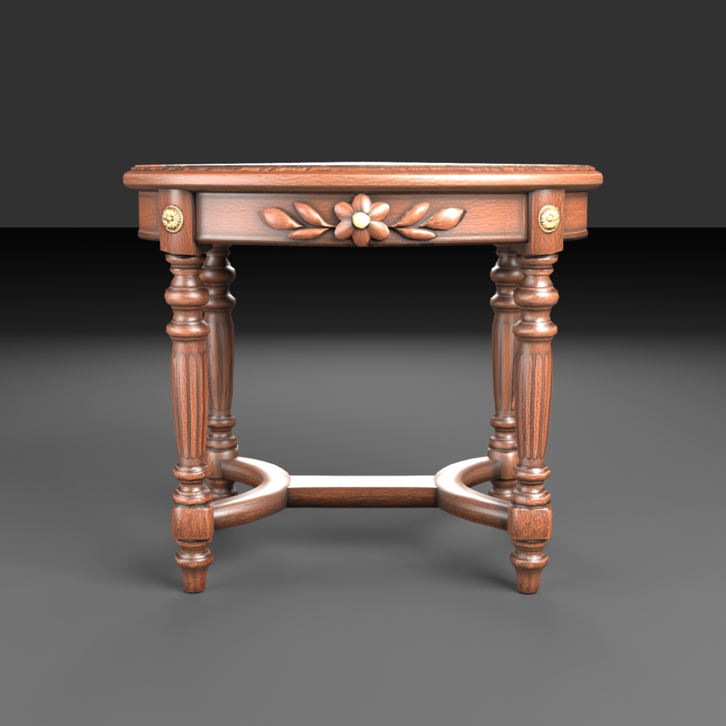 【Victorian Collection No.005】ヴィクトリア調 楕円テーブル / 3Dモデル(VRChat・Unity・Blender対応)