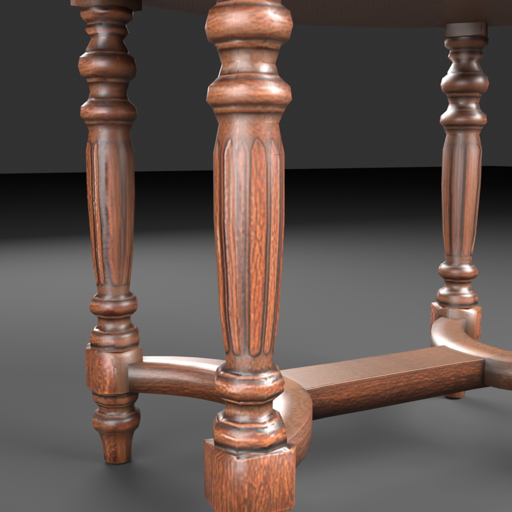 【Victorian Collection No.005】ヴィクトリア調 楕円テーブル / 3Dモデル(VRChat・Unity・Blender対応)