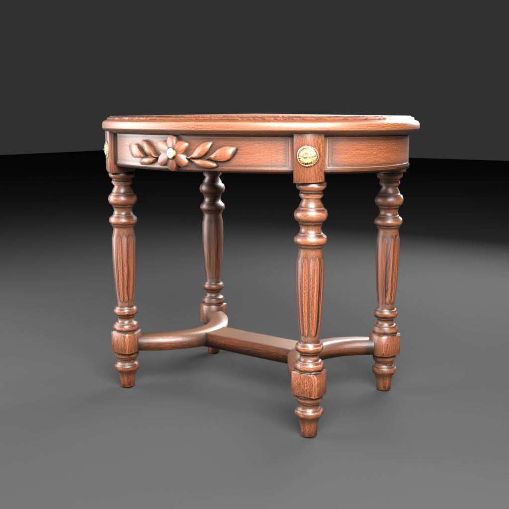 【Victorian Collection No.005】ヴィクトリア調 楕円テーブル / 3Dモデル(VRChat・Unity・Blender対応)