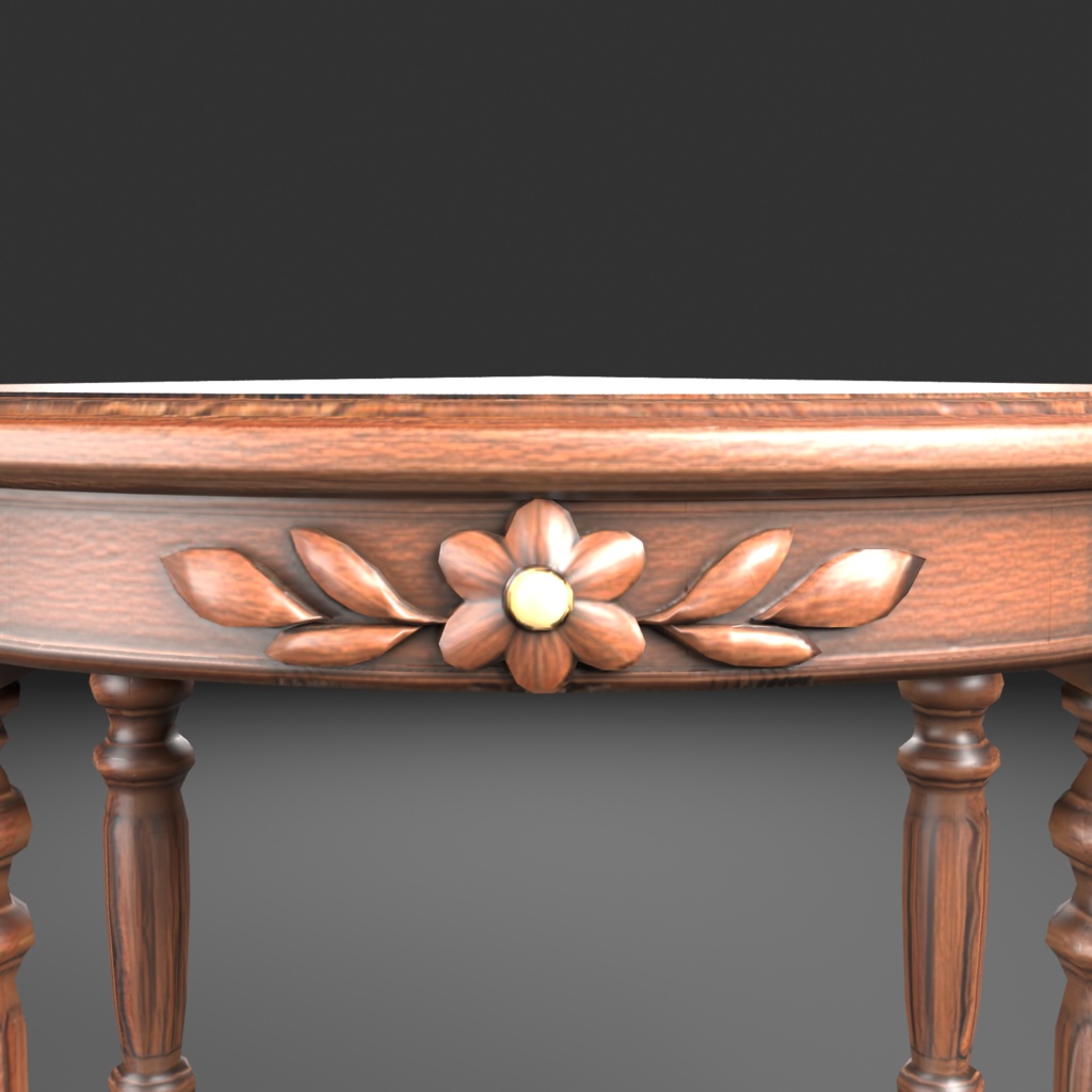 【Victorian Collection No.005】ヴィクトリア調 楕円テーブル / 3Dモデル(VRChat・Unity・Blender対応)
