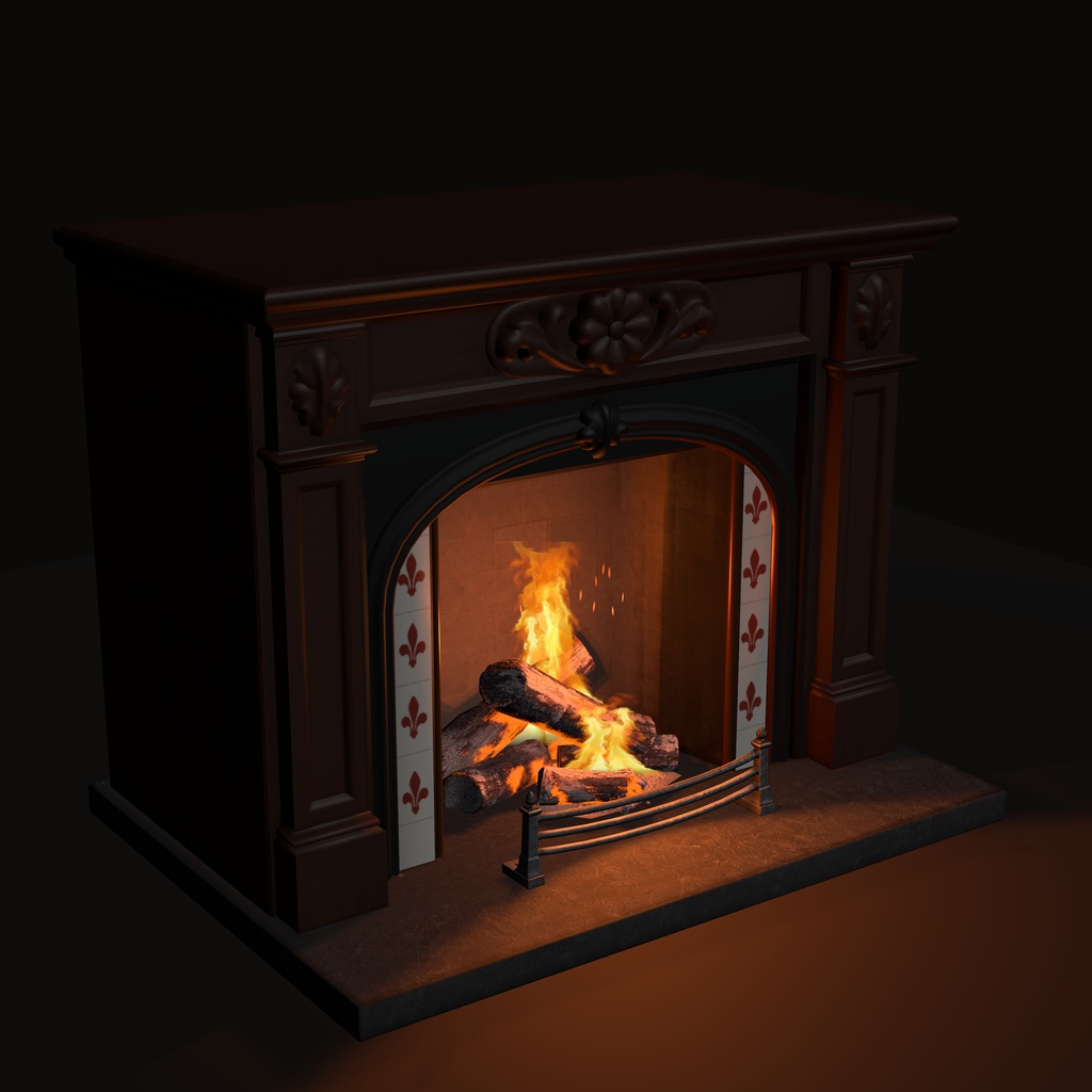 【Victorian Collection No.007】ヴィクトリアン暖炉 / 3Dモデル(VRChat・Unity・Blender対応)
