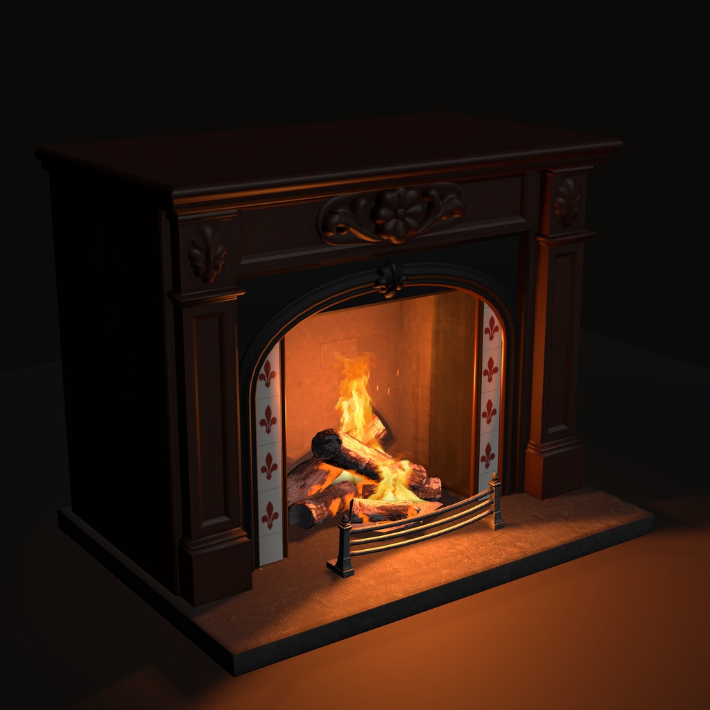 【Victorian Collection No.007】ヴィクトリアン暖炉 / 3Dモデル(VRChat・Unity・Blender対応)