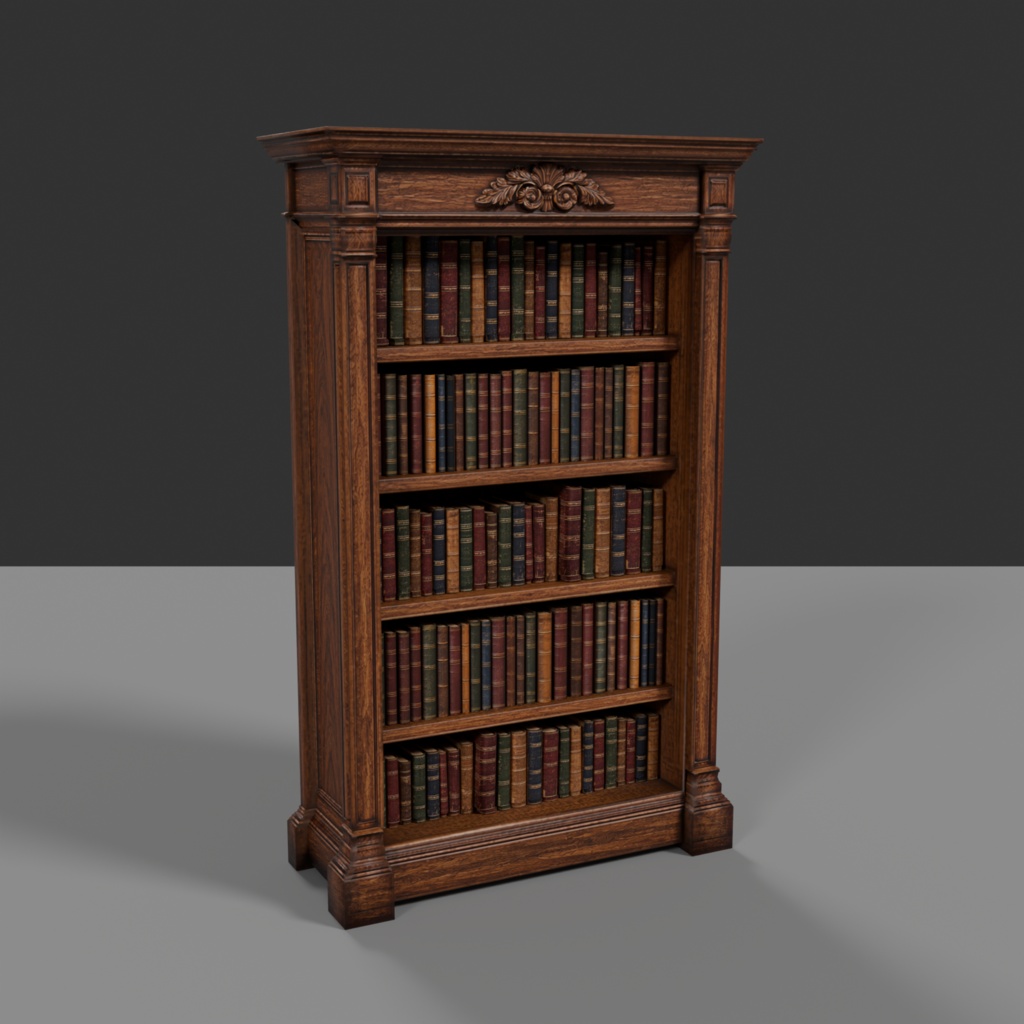 【Victorian Collection No.008】装飾本棚＆本116冊セット / 3Dモデル（VRChat・Unity・Blender対応）