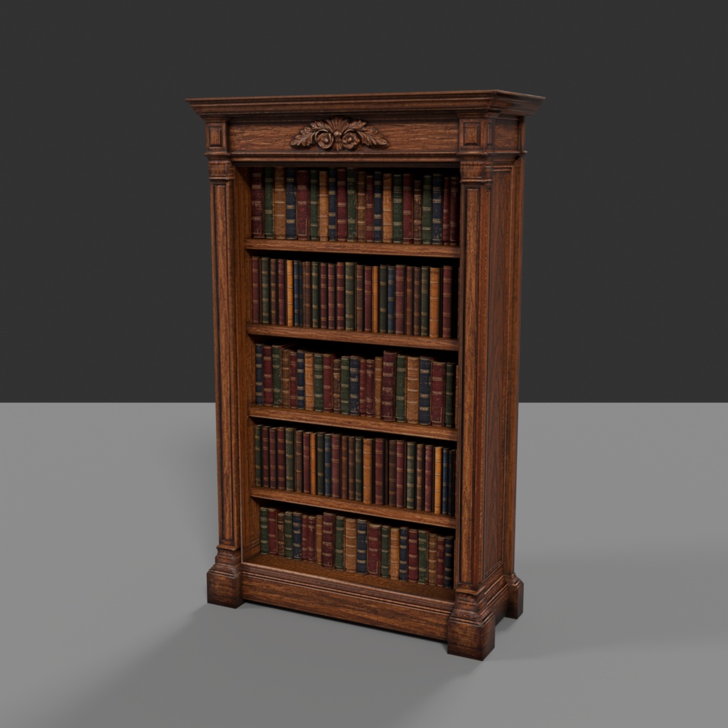 【Victorian Collection No.008】装飾本棚&本116冊セット / 3Dモデル(VRChat・Unity・Blender対応)
