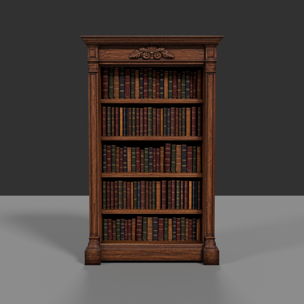 【Victorian Collection No.008】装飾本棚&本116冊セット / 3Dモデル(VRChat・Unity・Blender対応)