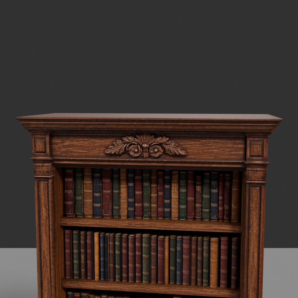 【Victorian Collection No.008】装飾本棚&本116冊セット / 3Dモデル(VRChat・Unity・Blender対応)