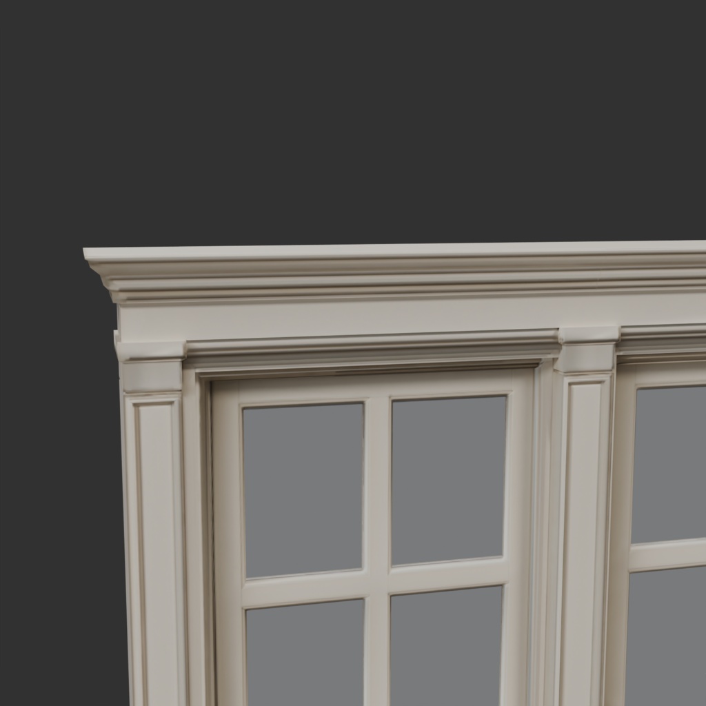 【Victorian Collection No.010】ヴィクトリア調 アイボリーの2連窓 / 3Dモデル(VRChat・Unity・Blender対応)