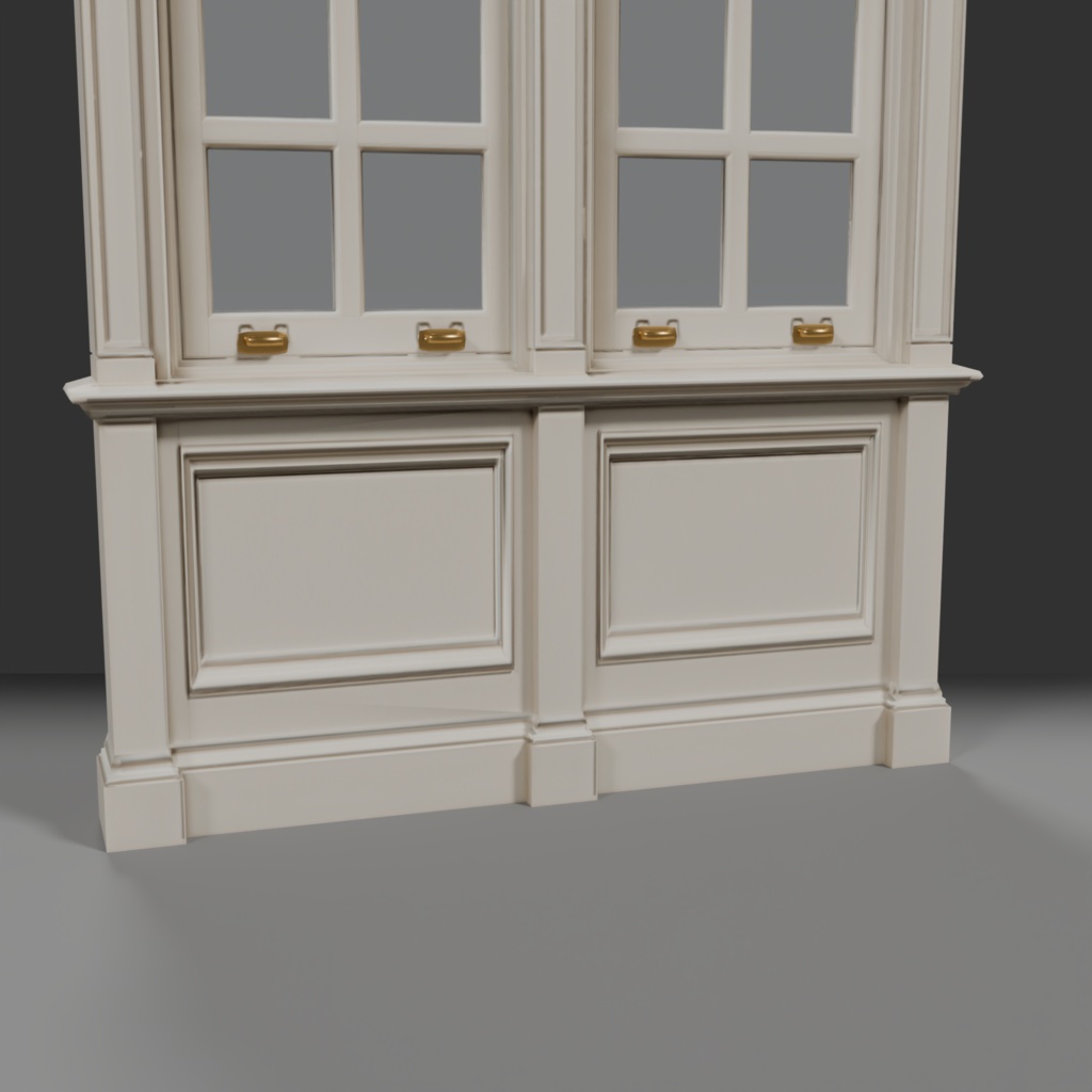 【Victorian Collection No.010】ヴィクトリア調 アイボリーの2連窓 / 3Dモデル(VRChat・Unity・Blender対応)