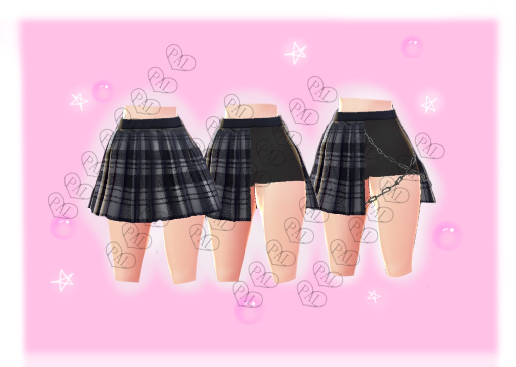 Black and White Pleated Skirt (Vroid)