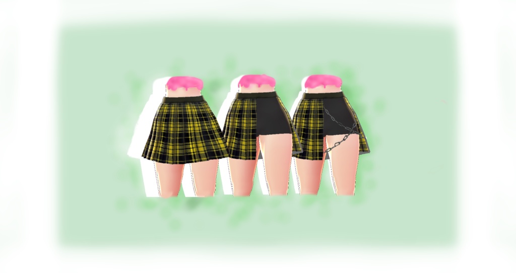Yellow And Black Pleated Skirt (Vroid)