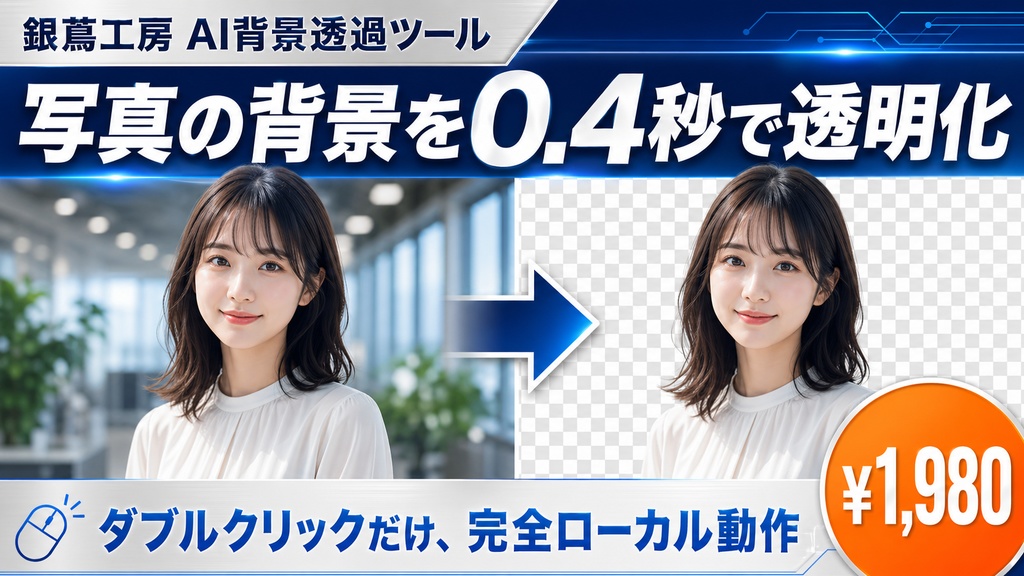 【AI背景透過】一括・高精度・日本語GUI｜Windows対応 買い切り