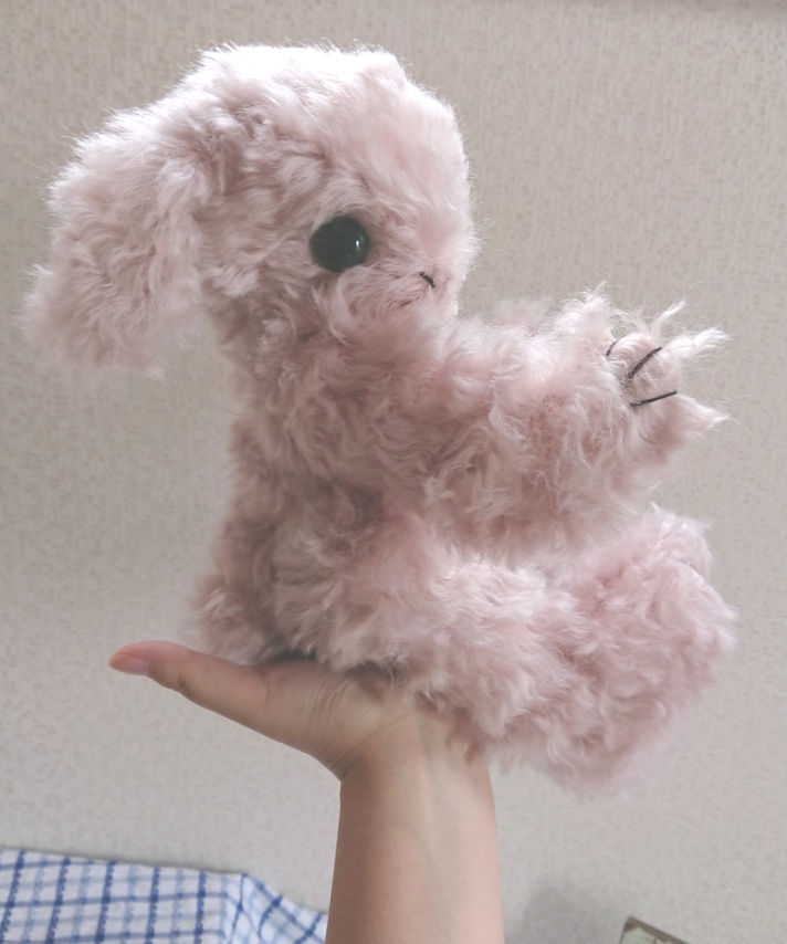 【おうちが決まりました】●Dahliaシリーズ3●ピンクモヘアの短めお耳のウサギさん【一点物】
