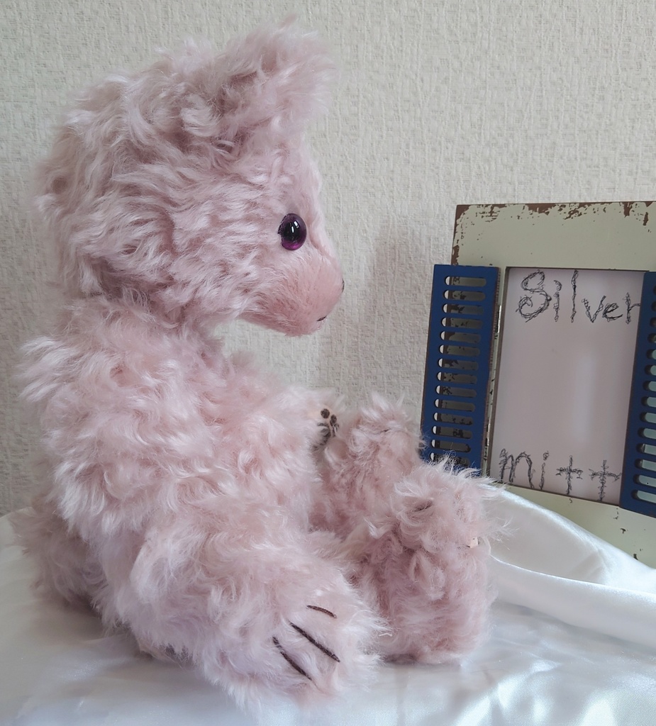 ●Dahliaシリーズ5●ピンクモヘアのテディベアっぽいお顔のクマさん【一点物】