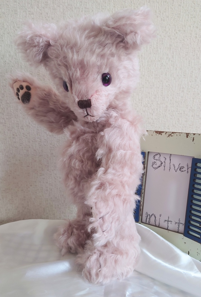 ●Dahliaシリーズ5●ピンクモヘアのテディベアっぽいお顔のクマさん【一点物】