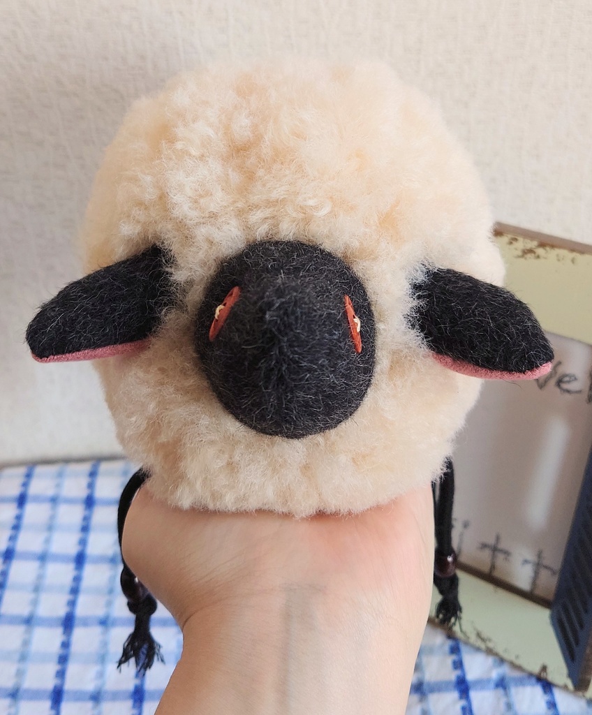 【おうちが決まりました】一点物まんまるひつじさんシンプルぬいぐるみ