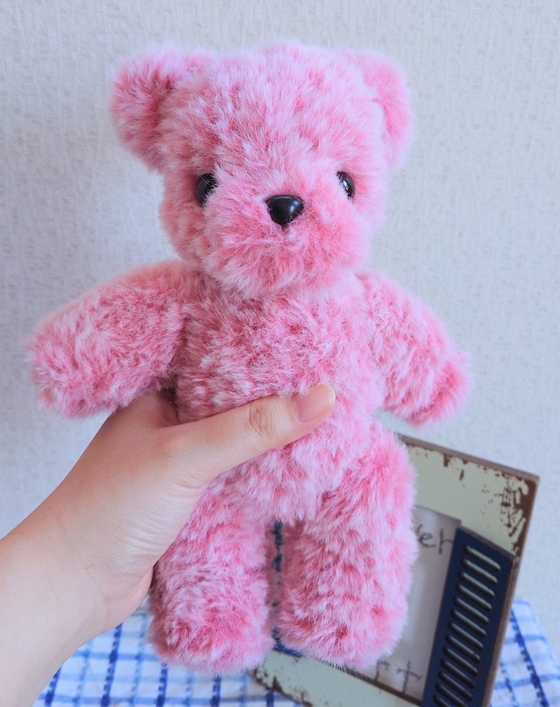 【一点物】シンプルなピンクのあみぐるみクマさん