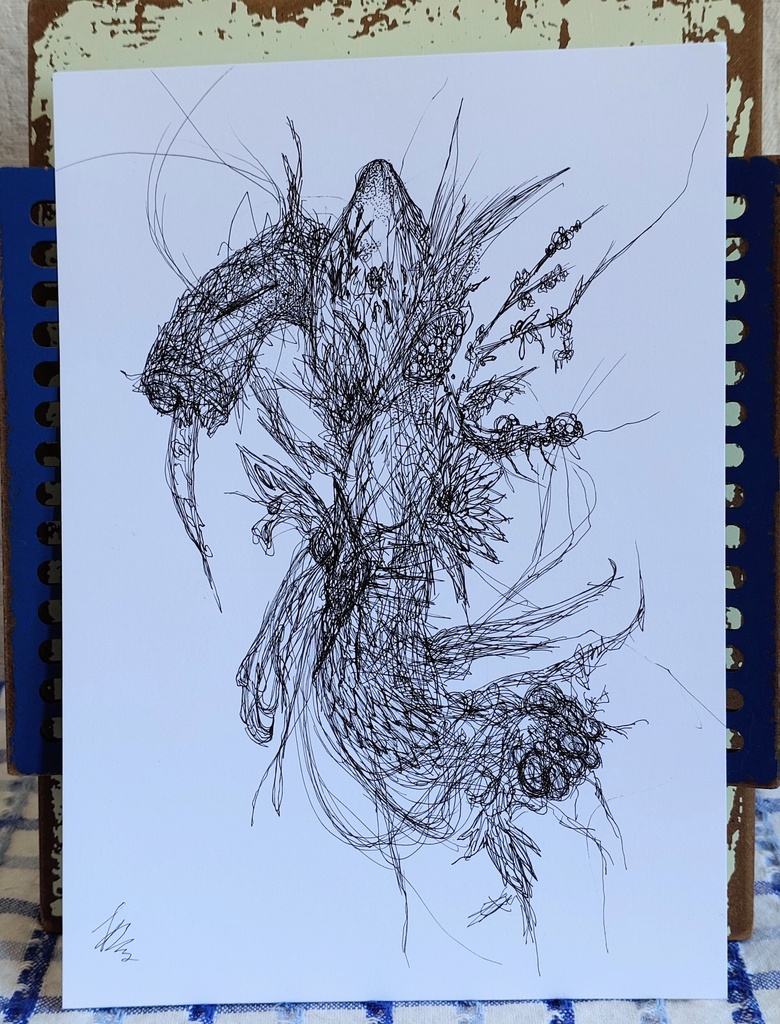 【原画/一点物】ボールペン画「羽化」