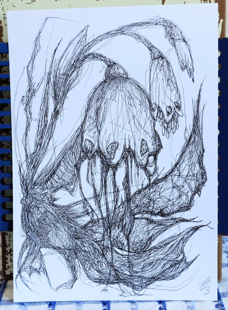 【原画/一点物】ボールペン画「自傷と尾ひれ」