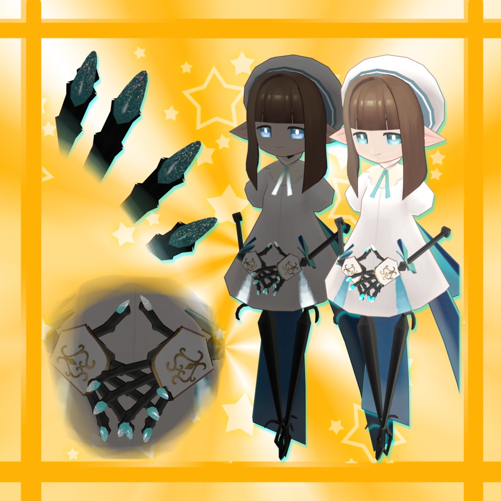 【無料3Dモデル】てっさくネイルアクセ:02オーバル【てっさくちゃん対応】