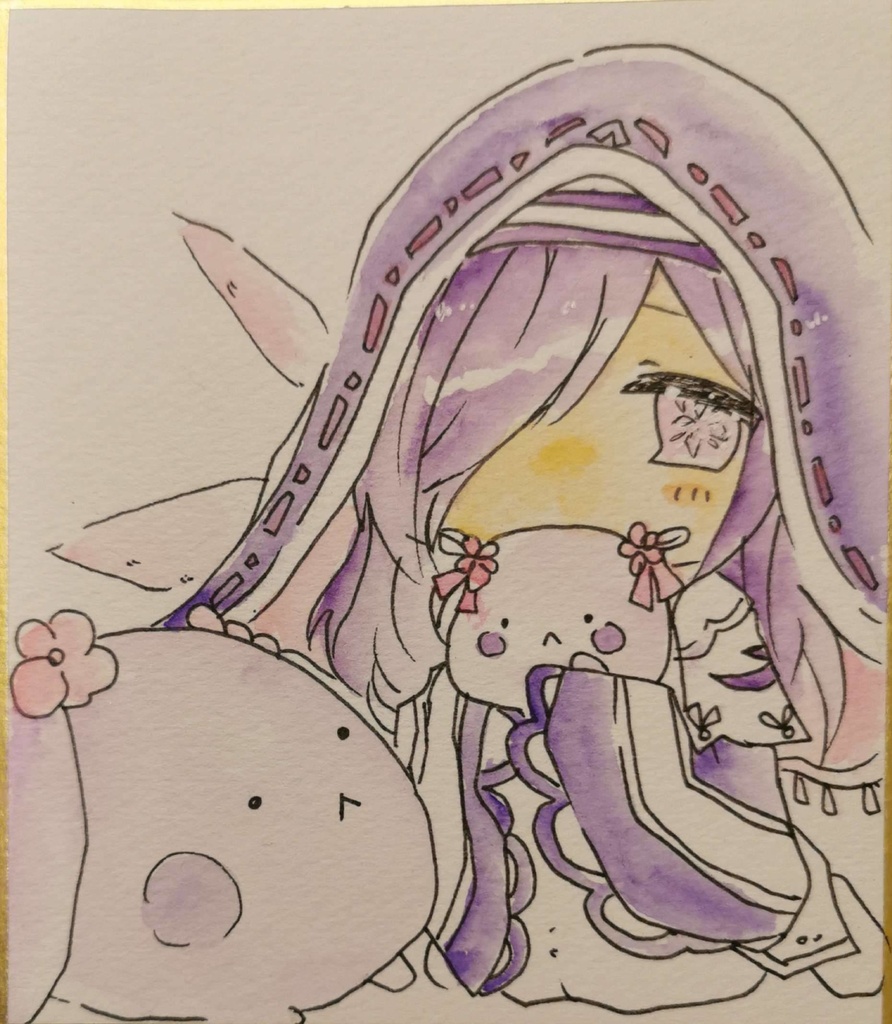 色紙【レンと毛玉】