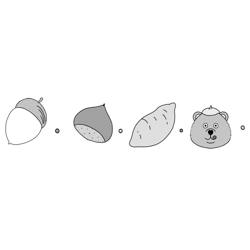 秋のイラスト素材集(白黒バージョン)