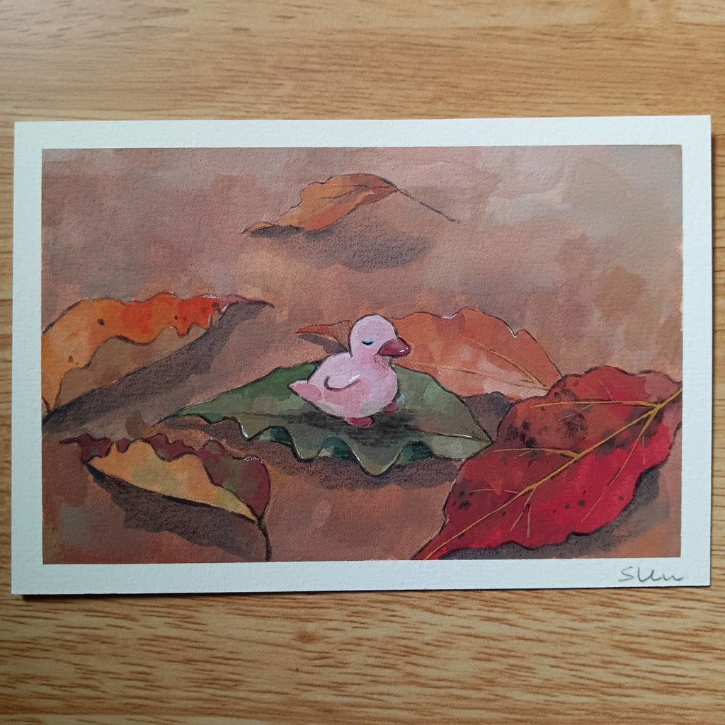 #4 原画 『秋に囲まれて』手描きイラスト 絵画 静物画