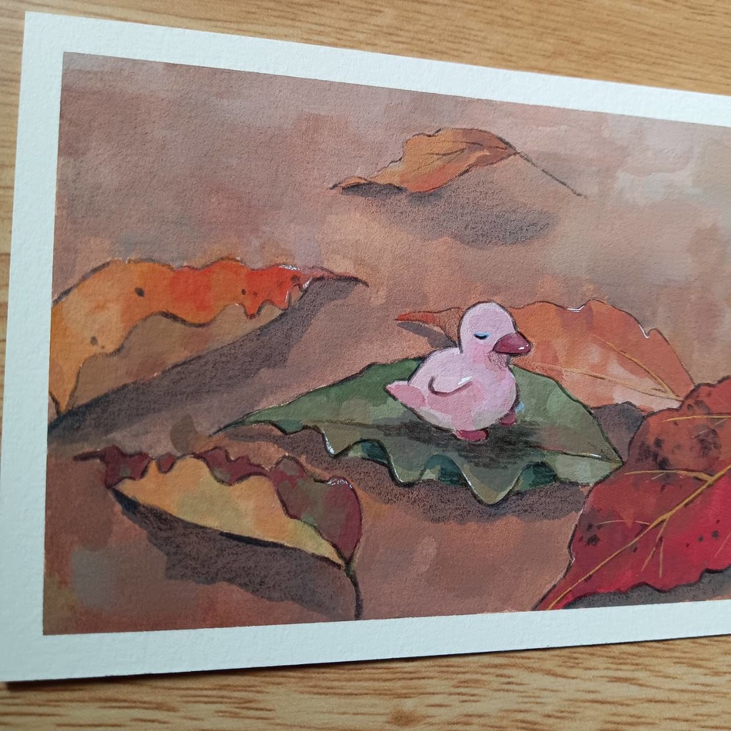 #4 原画 『秋に囲まれて』手描きイラスト 絵画 静物画