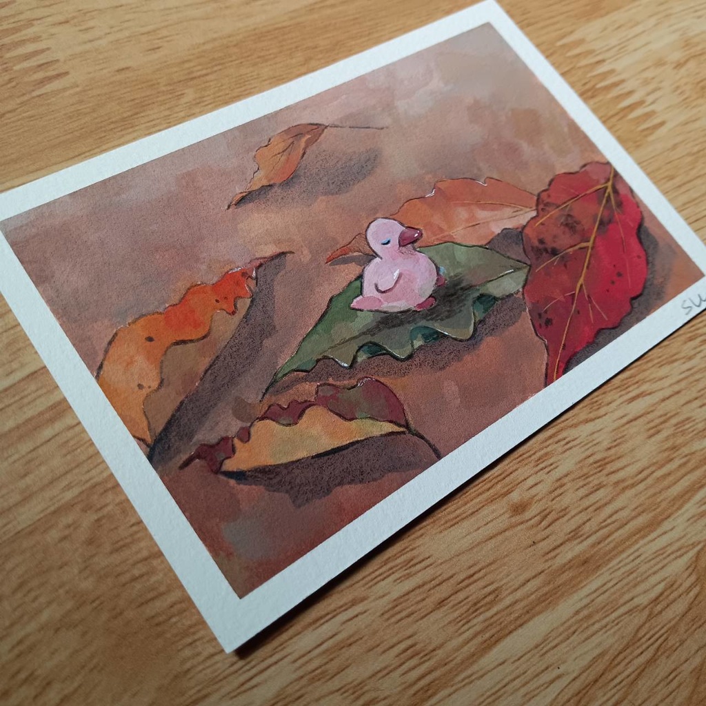 #4 原画 『秋に囲まれて』手描きイラスト 絵画 静物画