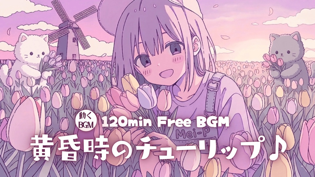 黄昏時のチューリップ♪