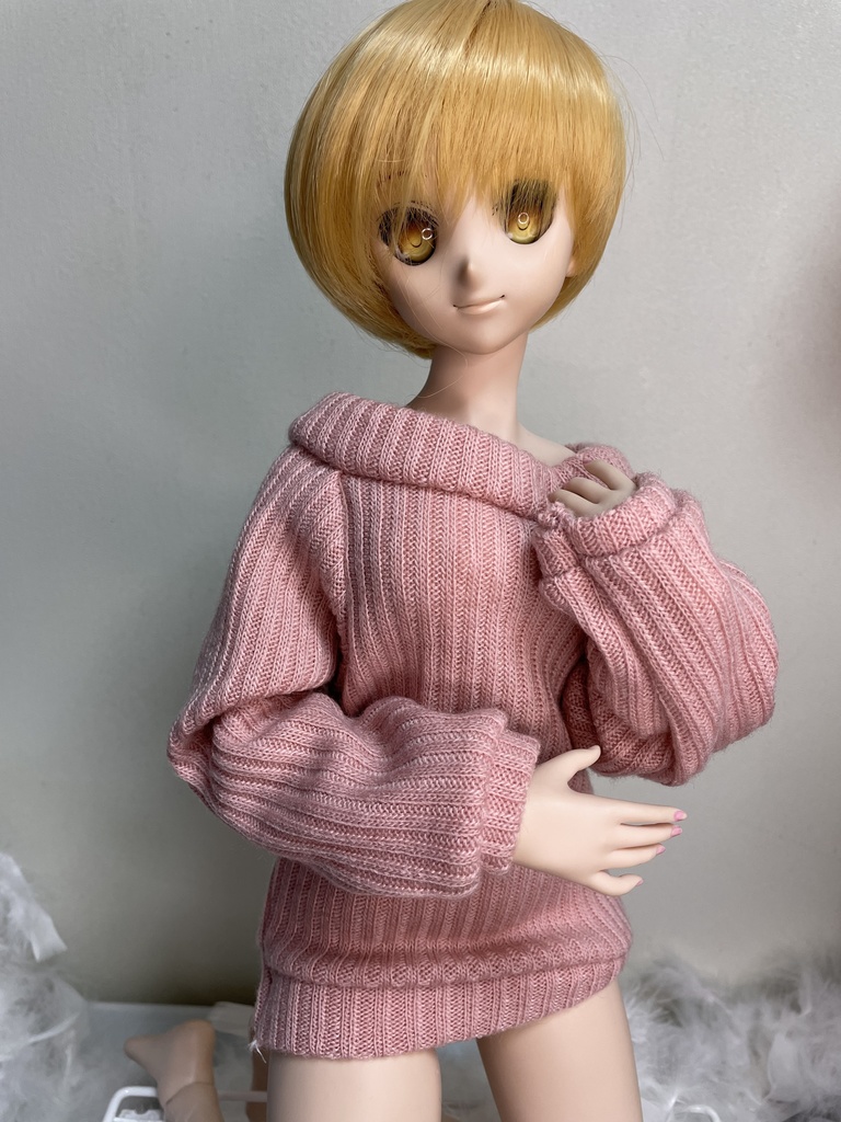 リブニット　オフショルロングセーター