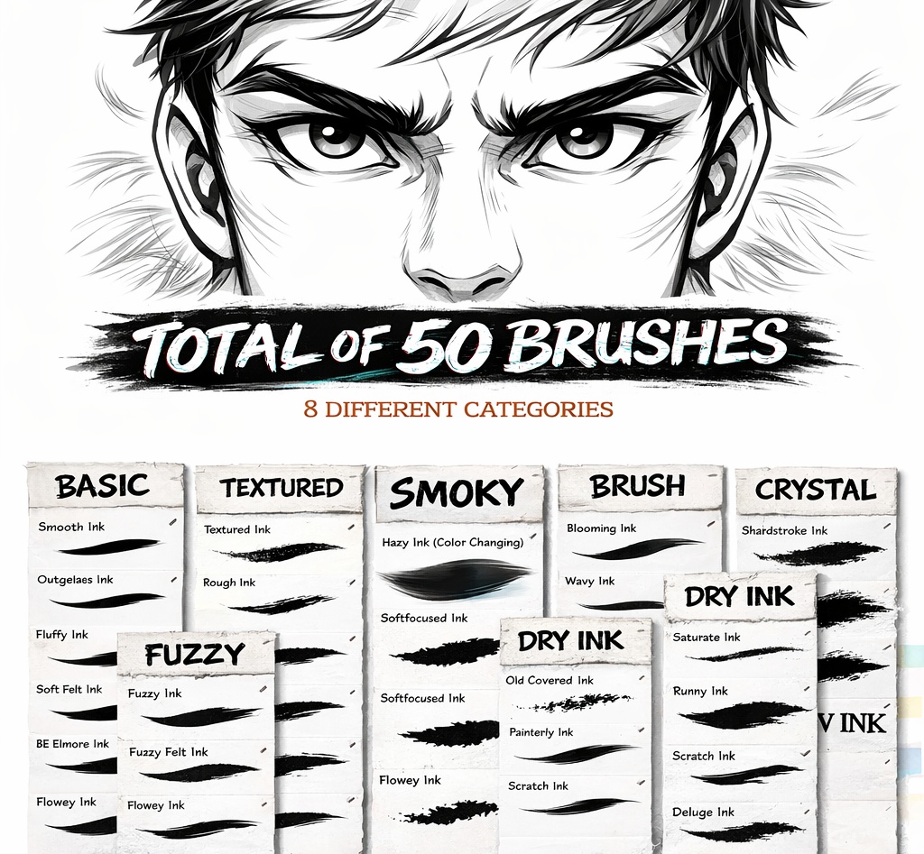 50 Ink Brushes for Procreate – Complete Inking Brush Set