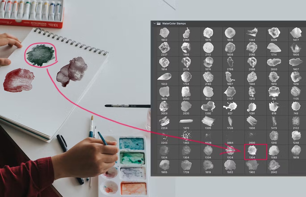 WaterColor Stamp Brushes Photoshop