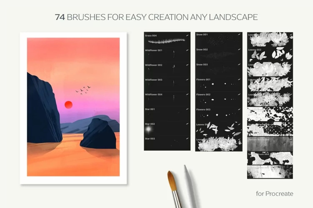 74 Procreate Foliage brushes