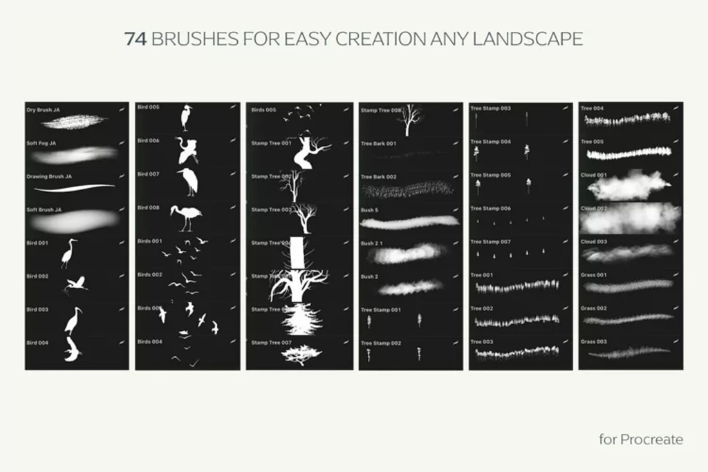74 Procreate Foliage brushes