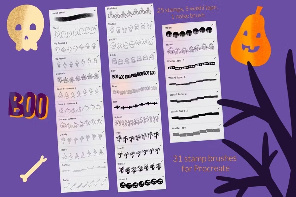 Procreate: Halloween Stamps Brushes