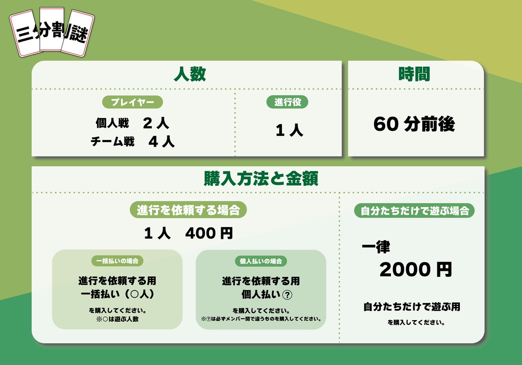 【ナゾトキカク 第一弾!】三分割謎