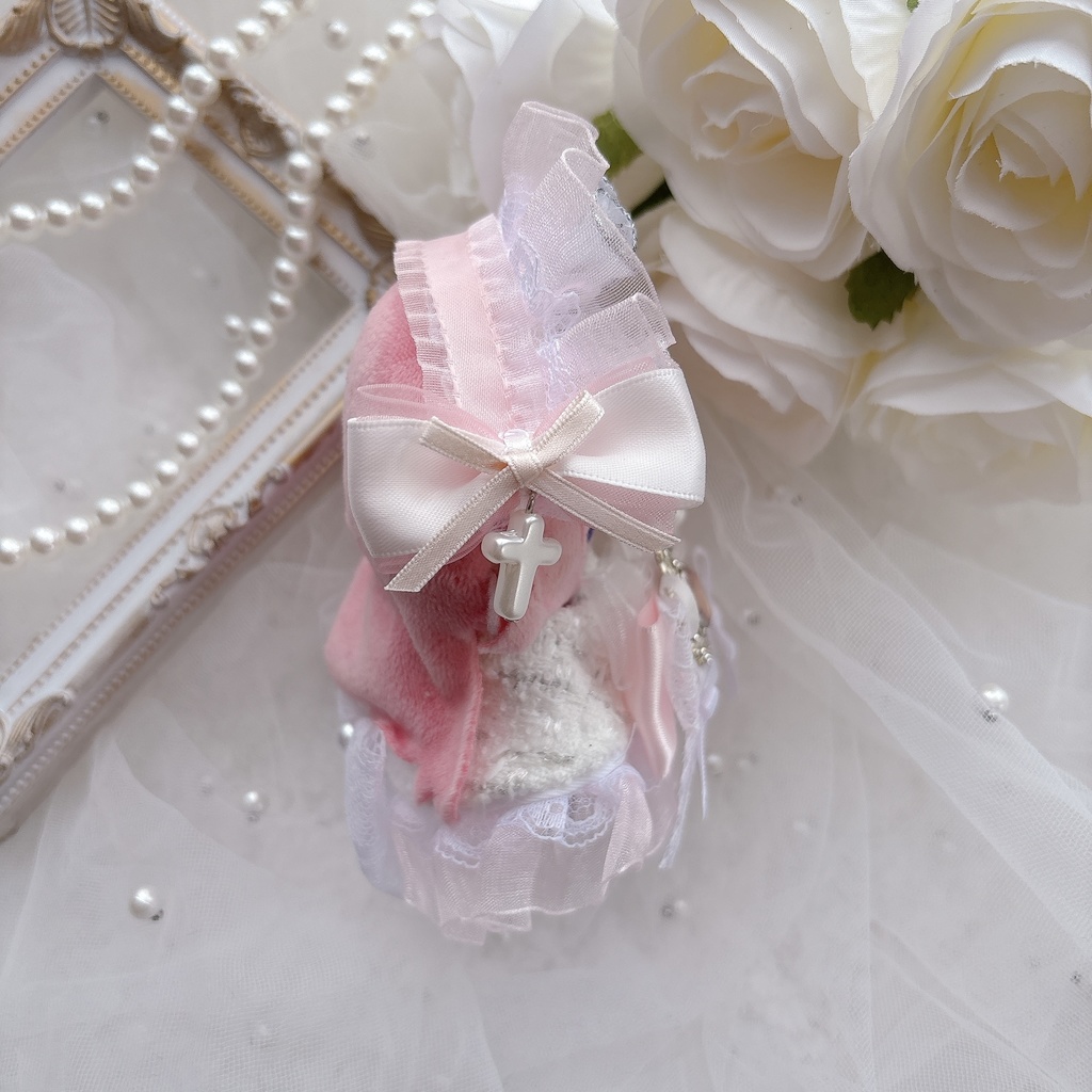 にじぱぺ用ぬい服 ピンク ヘッドドレス&ポンチョ