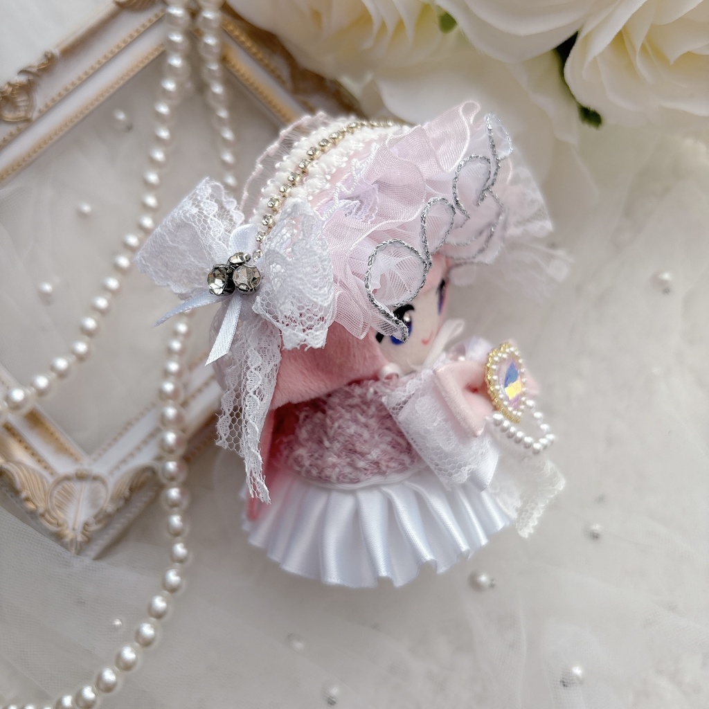 にじぱぺ用ぬい服 ピンク ヘッドドレス&ポンチョ