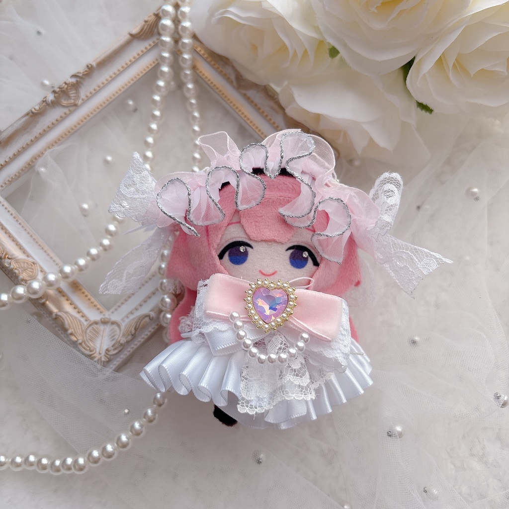 にじぱぺ用ぬい服　ピンク　ヘッドドレス＆ポンチョ