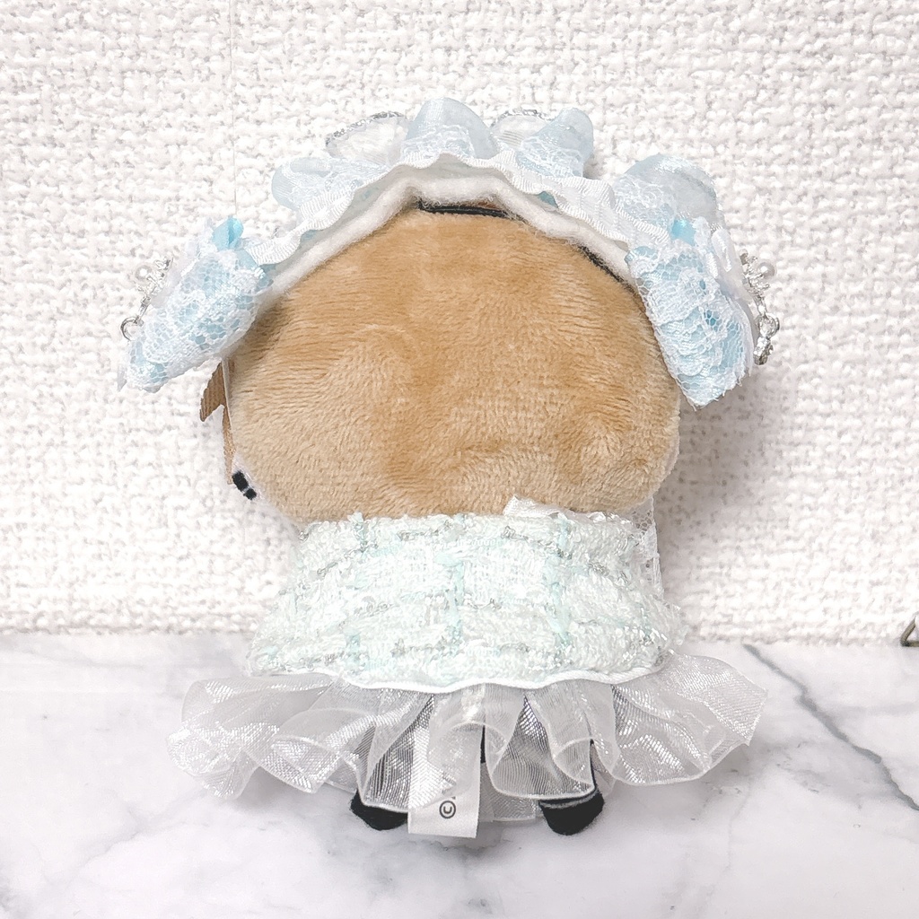 にじぱぺ用ぬい服 ホワイトブルー ポンチョ&ヘッドドレス