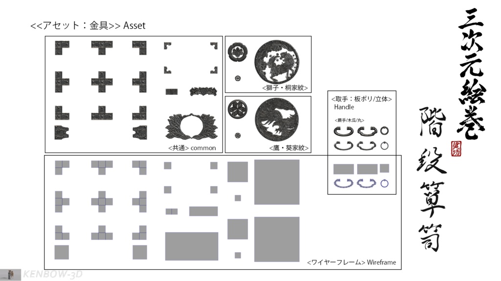 3Dモデル:階段箪笥制作キット