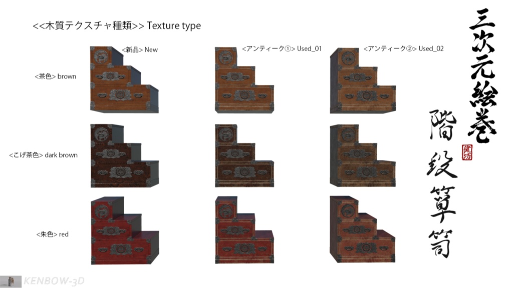 3Dモデル:階段箪笥制作キット