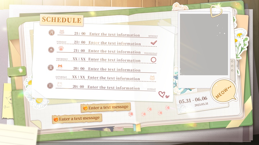 【Vtuber素材】週間配信スケジュール|Stream Schedule | Vtuber Schedule | PSD included