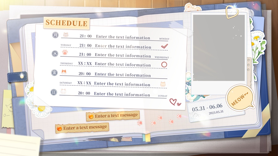 【Vtuber素材】週間配信スケジュール|Stream Schedule | Vtuber Schedule | PSD included