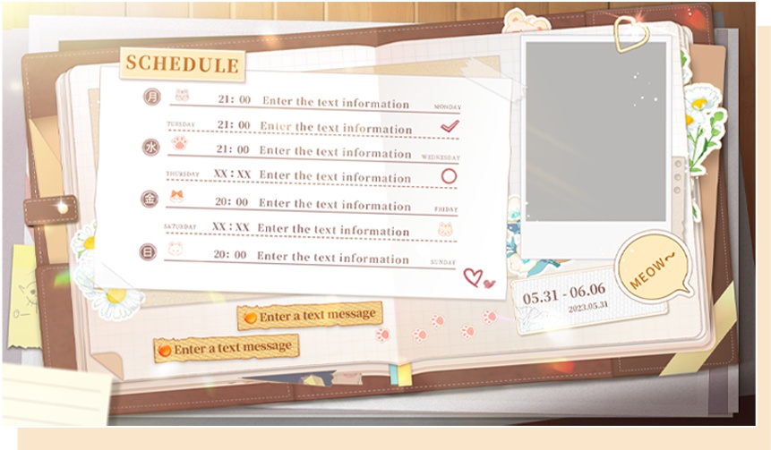 【Vtuber素材】週間配信スケジュール|Stream Schedule | Vtuber Schedule | PSD included