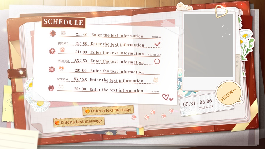 【Vtuber素材】週間配信スケジュール|Stream Schedule | Vtuber Schedule | PSD included