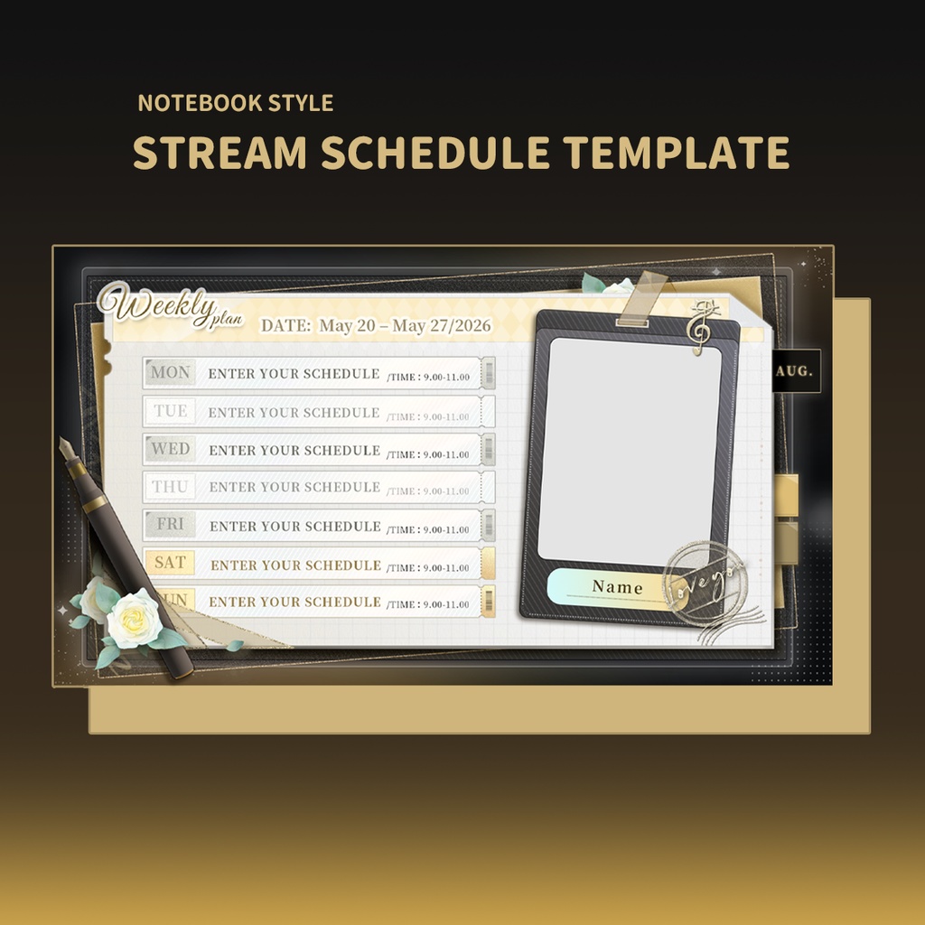【Vtuber素材】週間配信スケジュール|Stream Schedule | Vtuber Schedule | PSD included