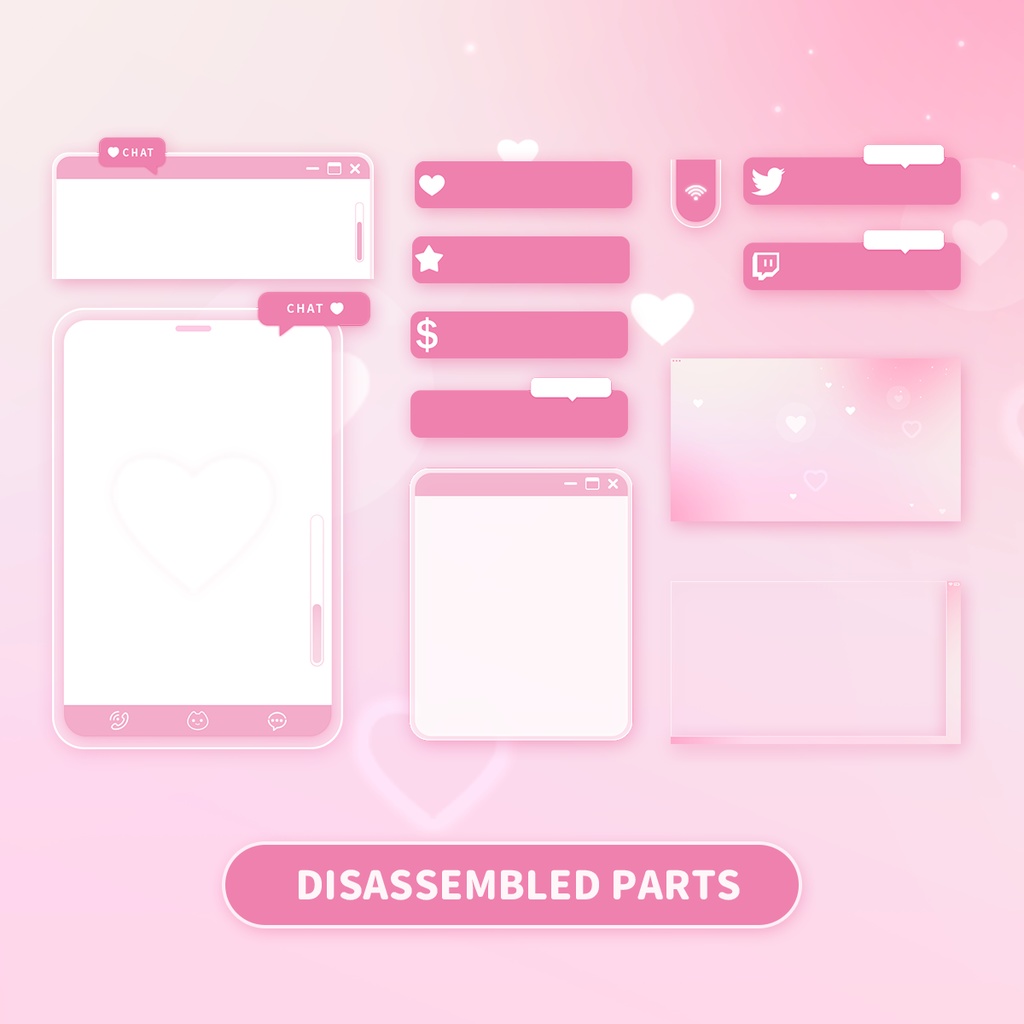 【Vtuber向け】 雑談 ゲーム実況オーバーレイ背景 Stream Overlay | Pink cute style