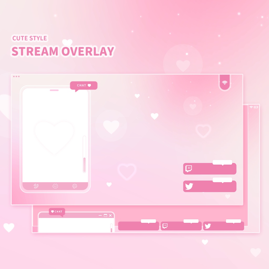 【Vtuber向け】 雑談 ゲーム実況オーバーレイ背景 Stream Overlay | Pink cute style